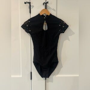 Wear Moi Floral Mesh Leotard (Black, Size M)